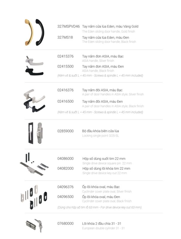 phụ kiện cửa nhôm giesse