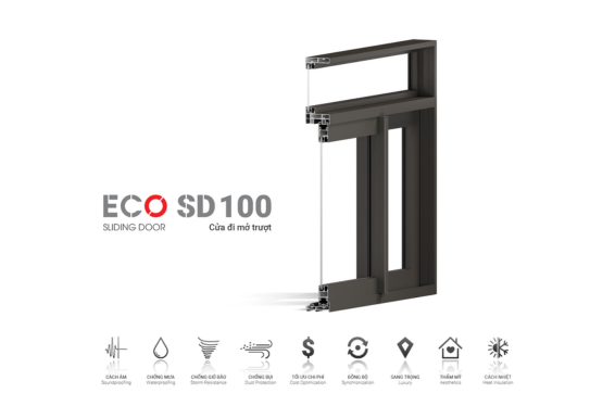 Cửa nhôm Maxpro hệ ECO SD100 – Cửa đi mở trượt
