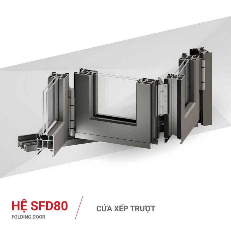 Cửa nhôm Maxpro hệ SFD80 – Cửa đi xếp trượt